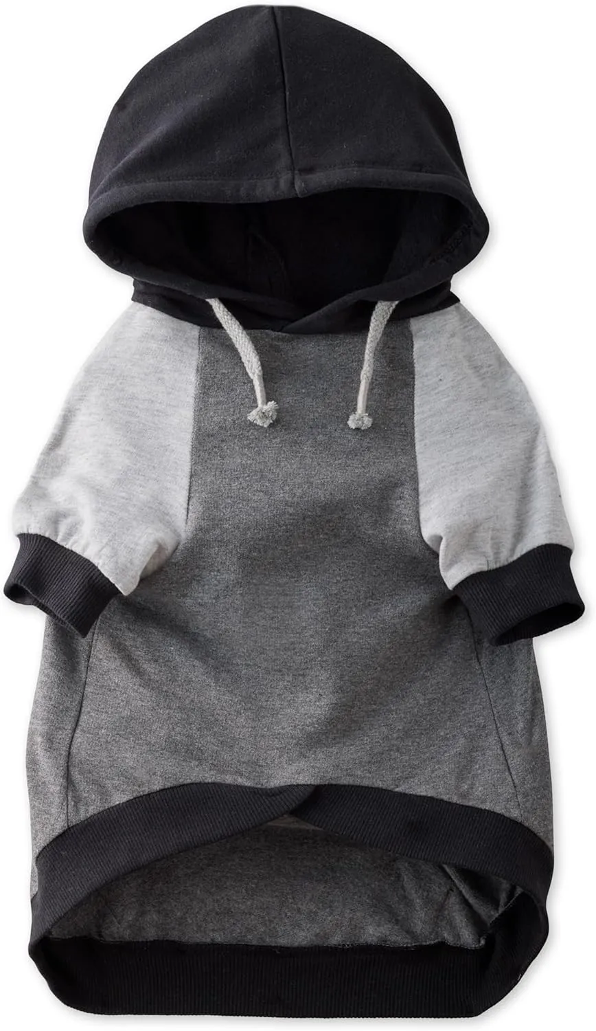 100% Organic Cotton Rocky - The Comfy Dog Hoodie Pet Coat for Small, Medium and Large Dogs, Black Color Block, Medium