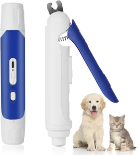 2 in 1 Dog Nail Grinder and Clippers Trimmers with LED Light, 3-Speed Pet Nail Clippers for Small Medium Large Dogs Cats, Dog Nail Grinder Set Quiet & Safety