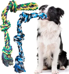 2 Pack Dog Rope Toys, Indestructible Dog Toy for Large/Medium Aggressive Chewers, Tough Chew Rope Tug of War for Dogs, Interactive Rope Toy for Boredom, Teeth Cleaning (390g/each)