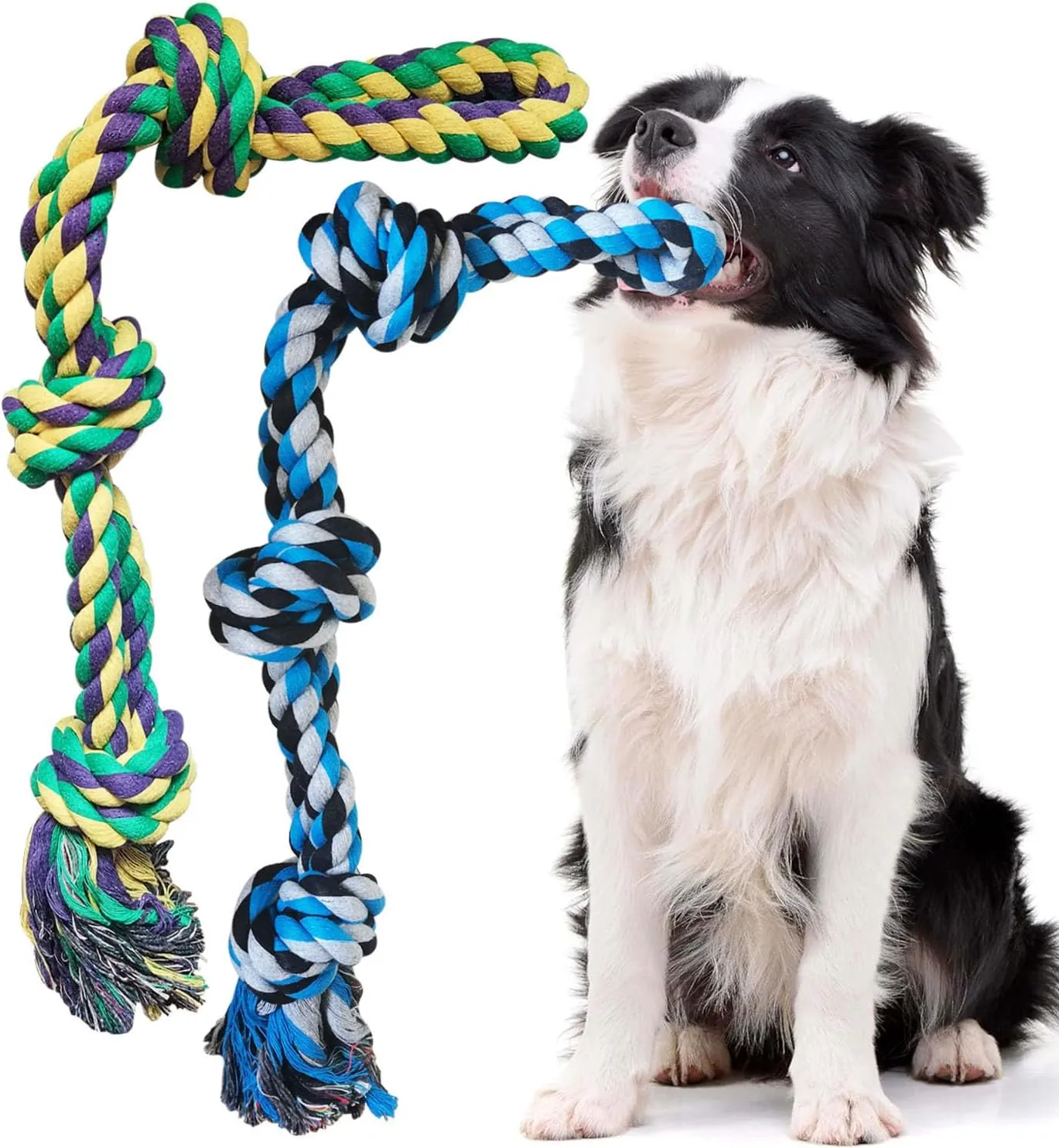 2 Pack Dog Rope Toys, Indestructible Dog Toy for Large/Medium Aggressive Chewers, Tough Chew Rope Tug of War for Dogs, Interactive Rope Toy for Boredom, Teeth Cleaning (390g/each)