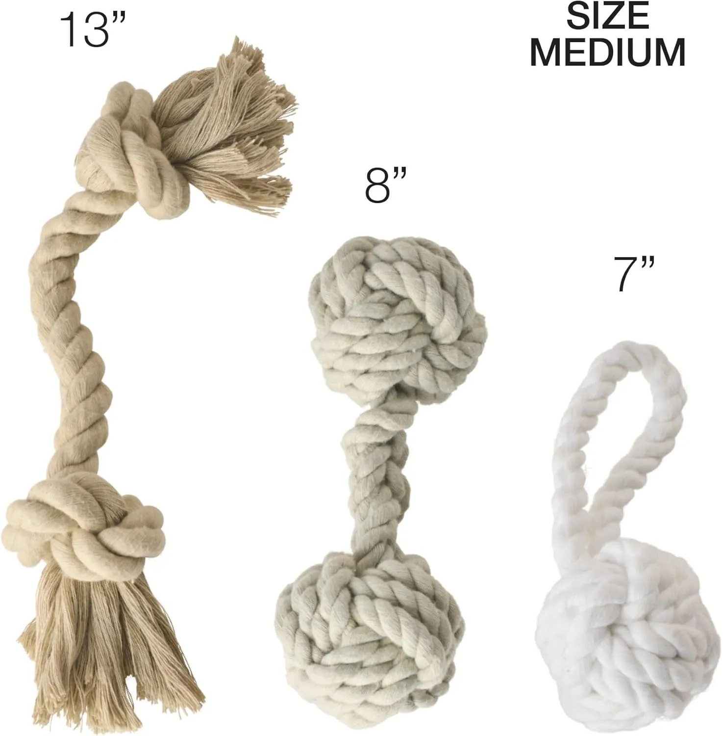 3-Pack Organic Cotton Dog Rope Pull Toys for All Pet Breeds, Desert Ombre, One Size