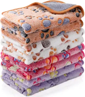 4 Pcs Waterproof Guinea Pig Blankets Washable Small Animal Fleece Bedding Absorbent Guinea Pig Cage Liners Reusable Pet Pee Pad Sleep Mat Pad Cover for Hamster Ferret (Paw Print, 18 x 13 Inch)