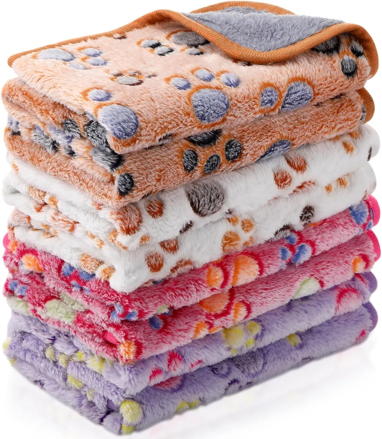 4 Pcs Waterproof Guinea Pig Blankets Washable Small Animal Fleece Bedding Absorbent Guinea Pig Cage Liners Reusable Pet Pee Pad Sleep Mat Pad Cover for Hamster Ferret (Paw Print, 18 x 13 Inch)