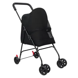 4 Wheels Pet Stroller, Pet Jogger for Medium Small Dogs, Foldable Puppy Cage with Sun Cover, Breathable Visible Mesh for Pets up to 22 lbs