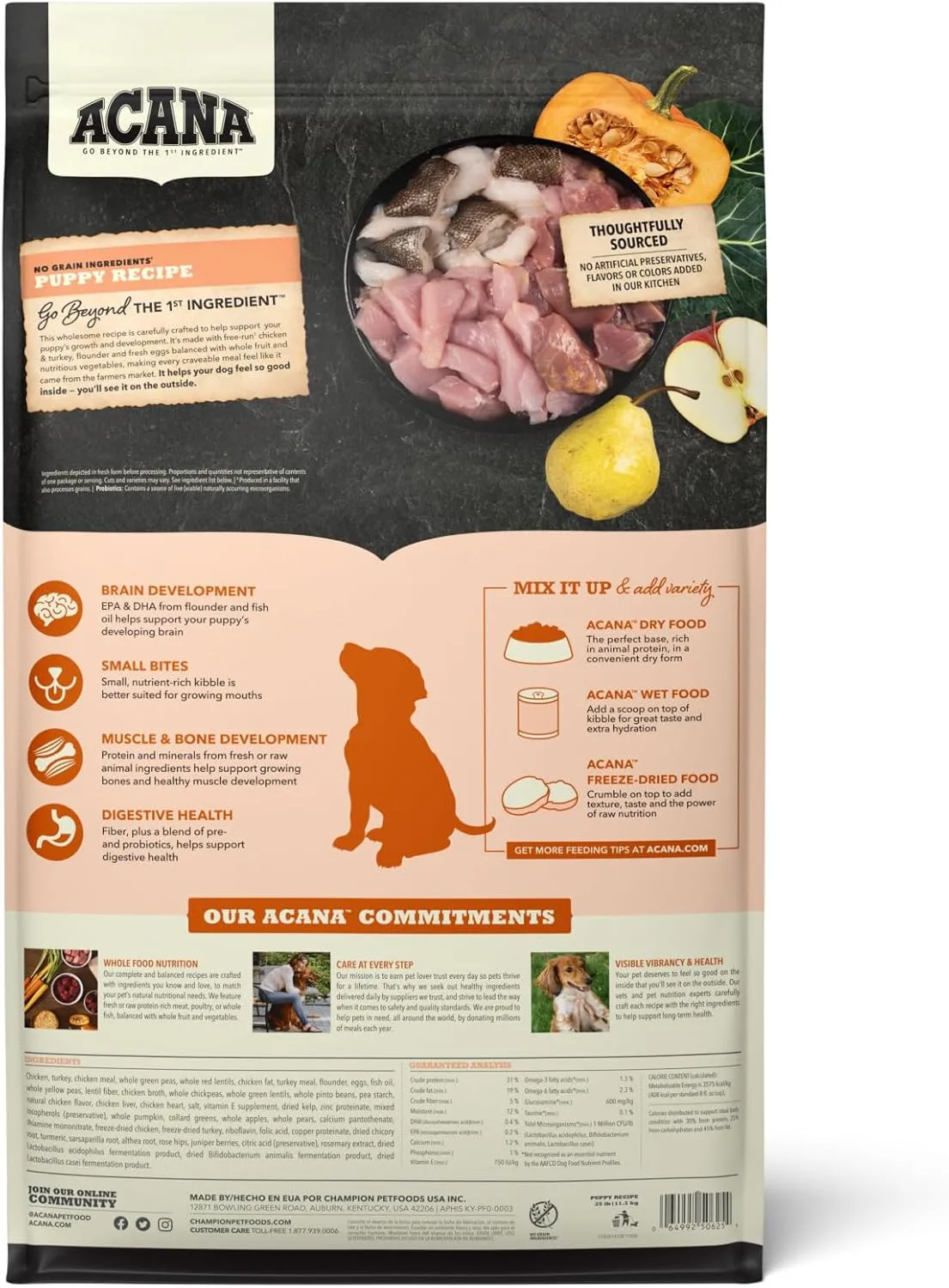 ACANA Grain Free Dry Dog Food, Puppy Recipe, 25lb
