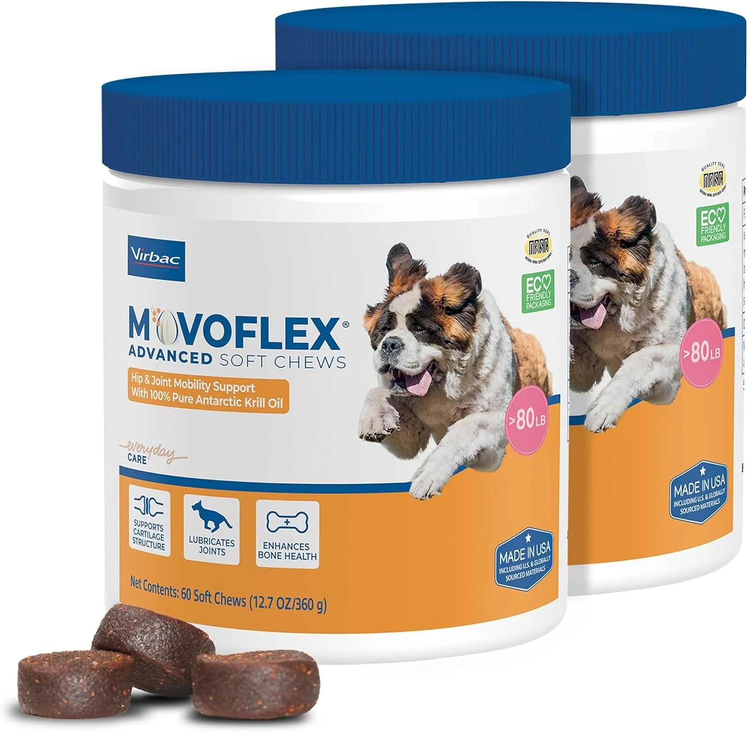 Advanced Soft Chews Hip and Joint Support Supplement for Large Dogs 120 Count by Virbac