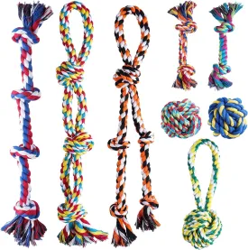Aitmexcn Heavy Duty Dog Rope Toys - 8 Pack for Large & Medium Aggressive Chewers, Dental Cleaning & Tug Toy for Boredom, 100% Cotton Indestructible Toy