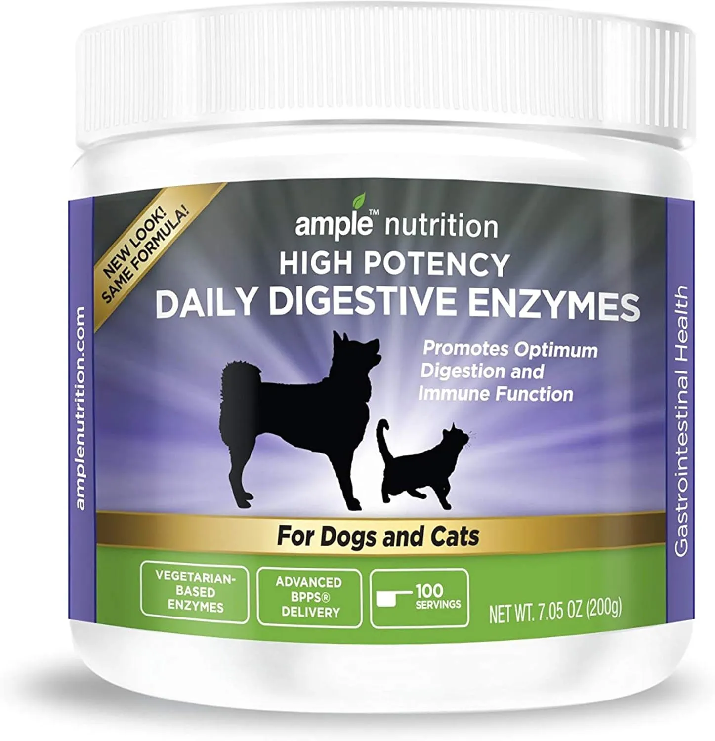 Ample Nutrition Digestive Enzyme for Dogs & Cats, 7.05oz - Tasteless Powdered Blend