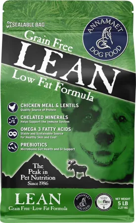 Annamaet Grain-Free Lean Reduced Fat Formula Dry Dog Food, (Chicken & Duck), 5-lb Bag
