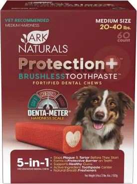 ARK NATURALS Protection  Brushless Toothpaste, Dog Dental Chews for Medium Breeds, Prevents Plaque & Tartar, Freshens Breath, 54oz, 1 Pack, Red