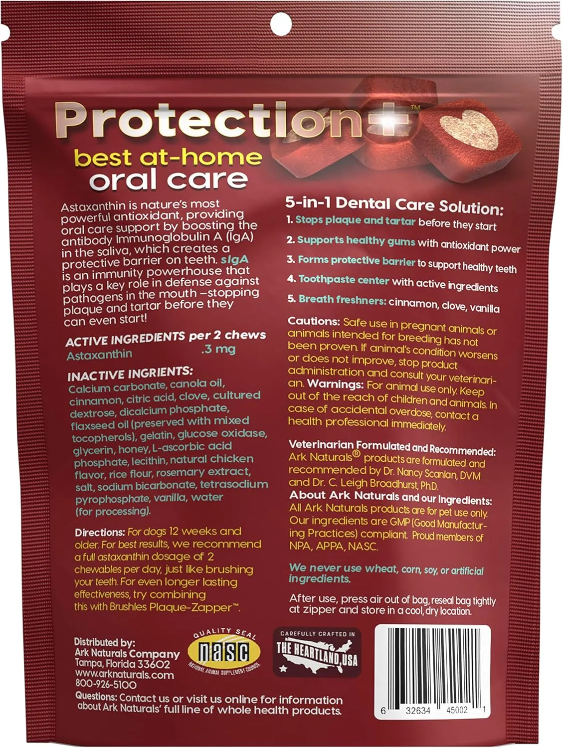 ARK NATURALS Protection Plus Brushless Toothpaste for Mini Breeds, 4 oz Bag, Dog Dental Chew with Toothpaste Center, Prevents Plaque & Tartar, Freshens Breath