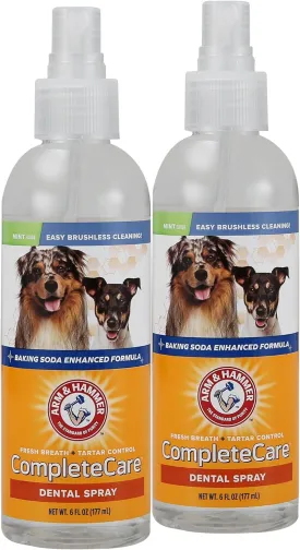 Arm & Hammer Complete Care Dog Dental Spray | Mint Flavor Dog Dental Spray for Easy Brushless Cleaning | Baking Soda Enhanced Formula for Fresh Breath and Tartar Control, 6 Fl Oz - 2 Pack