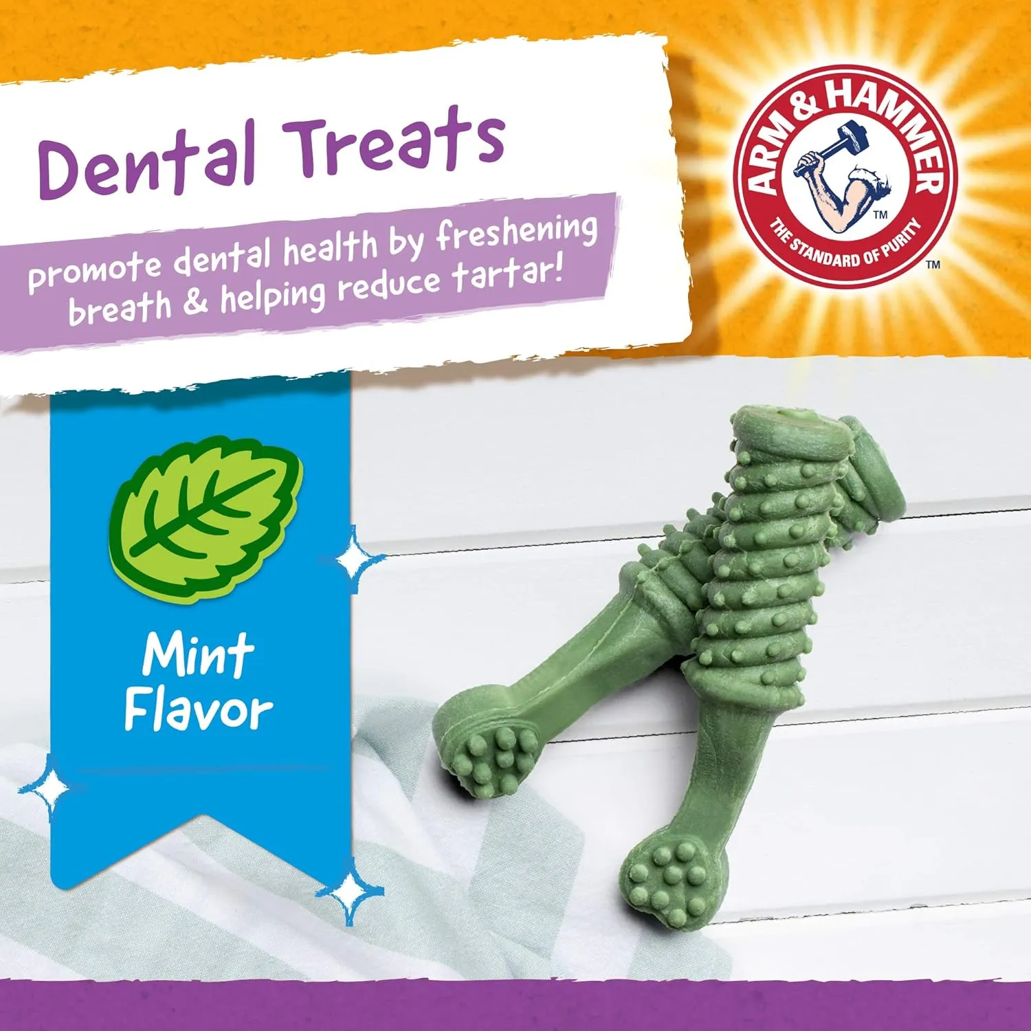 Arm & Hammer for Pets Smilies Dental Chews for Dogs | Dental Chews Fight Bad Dog Breath, Plaque & Tartar Without Brushing | Fresh Mint Flavor, 8 Pieces Dog Dental Treats, 24 Pack