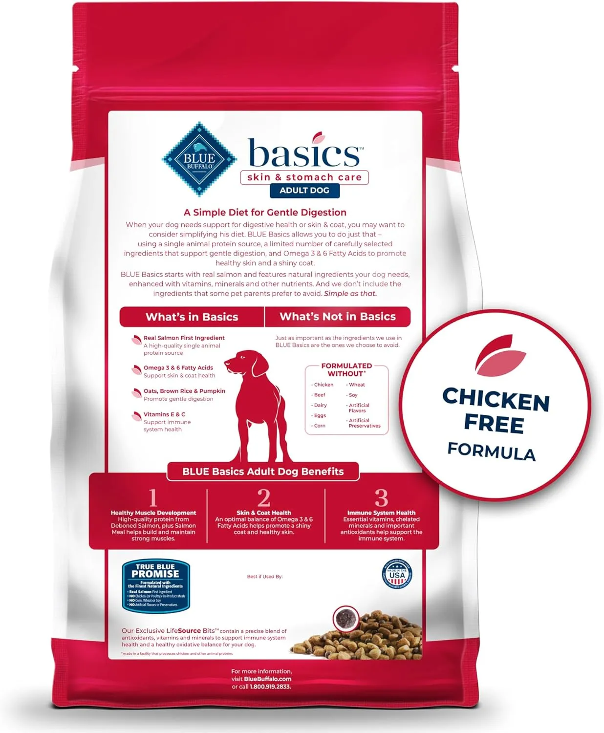 Blue Buffalo Basics Grain-Free Dry Dog Food for Adult Dogs, Limited Ingredient Diet, Salmon Recipe, 11-lb Bag