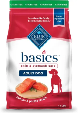 Blue Buffalo Basics Grain-Free Dry Dog Food for Adult Dogs, Limited Ingredient Diet, Salmon Recipe, 11-lb Bag