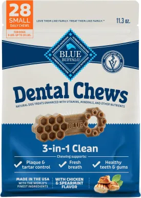 Blue Buffalo Dental Chews Small Natural Dog Treats, Chicken & Spearmint 11.3-oz Bag (28 Count)