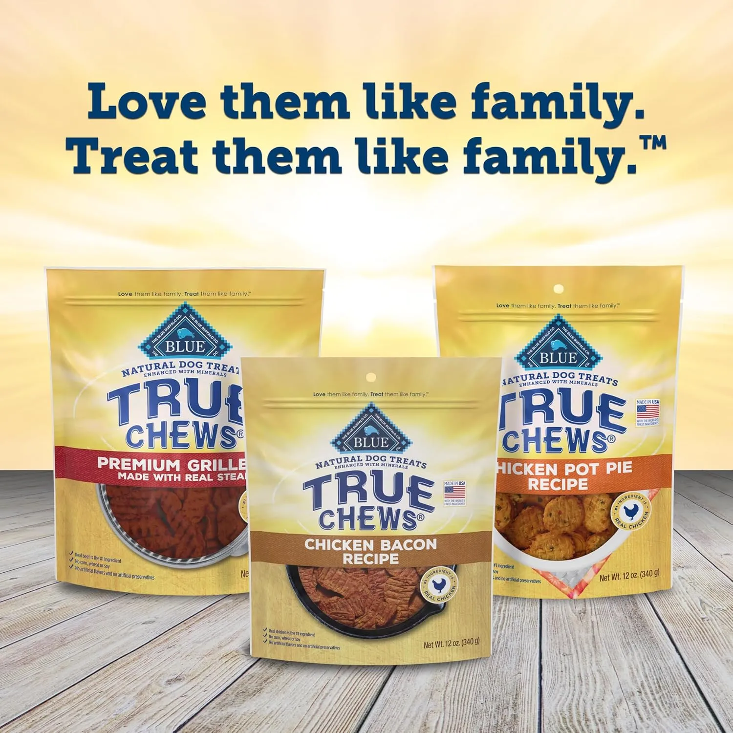 Blue Buffalo True Chews Dog Treats, Made in the USA with Natural Ingredients, Chicken Bacon Recipe, 12-oz Bag