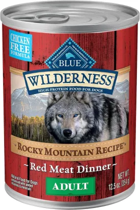 Blue Buffalo Wilderness Adult Wet Dog Food, High-Protein and Grain-Free, Made with Natural Ingredients, Rocky Mountain Recipe Red Meat Pat, 12.5-oz Can (12 count)