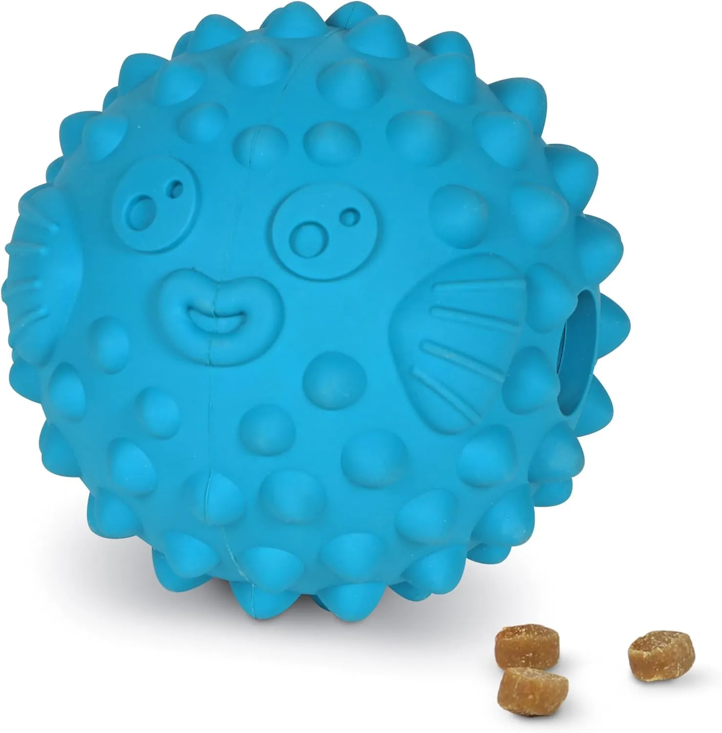 Brightkins Tough & Tumble Treat Dispenser Large Pufferfish - Interactive Dog Puzzle Toy for All Breeds, Rubber Dog Toys for Aggressive Play, Dog Stocking Stuffers