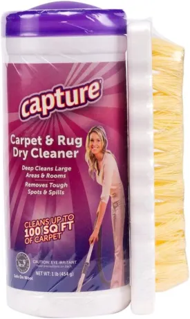 Capture Carpet & Rug Dry Cleaner w/Brush - Dogs & Cats Pet, Home, Car, Carpet Cleaner Powder - Strength Odor Eliminator, Stains Spot Remover, Non Liquid & No Harsh Chemical (1 lb)
