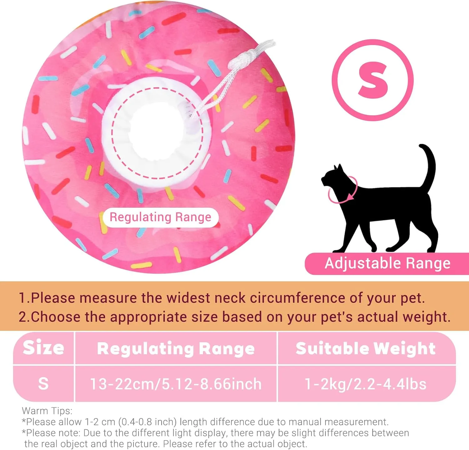 Cat Cone Collar Soft Adjustable Elizabethan Recovery Collar to Stop Licking Cute Comfortable Donut Cone for Cats After Surgery Anti-Bite for Small Pet Kittens