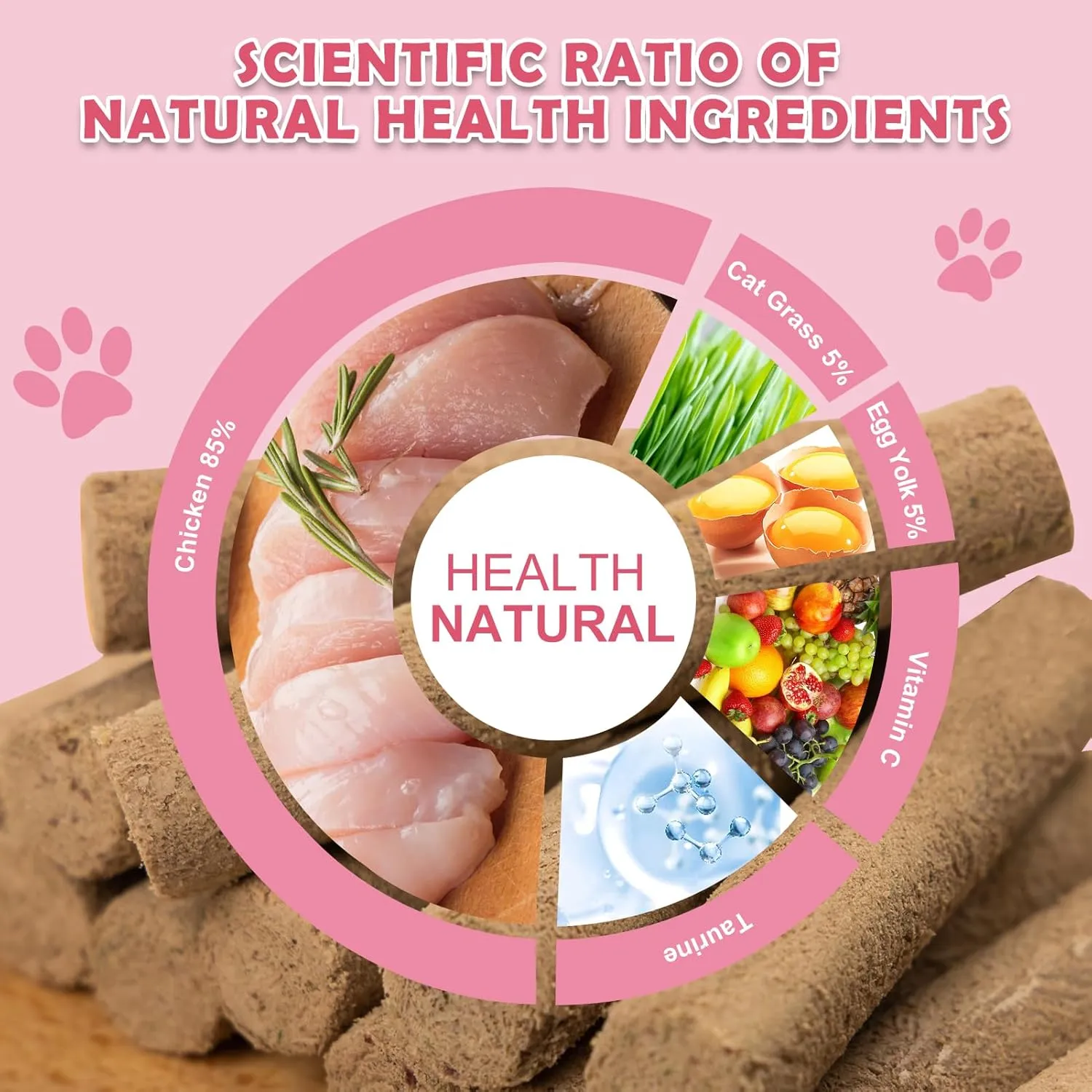 Cat Grass Teething Stick 90g- Freeze-Dried Chicken Flavor High Protein Cat Treats for Teeth Cleaning & Hairball Removal Natural Dental Chews Crunchy Catnip Toy for Kittens & Adult Cats