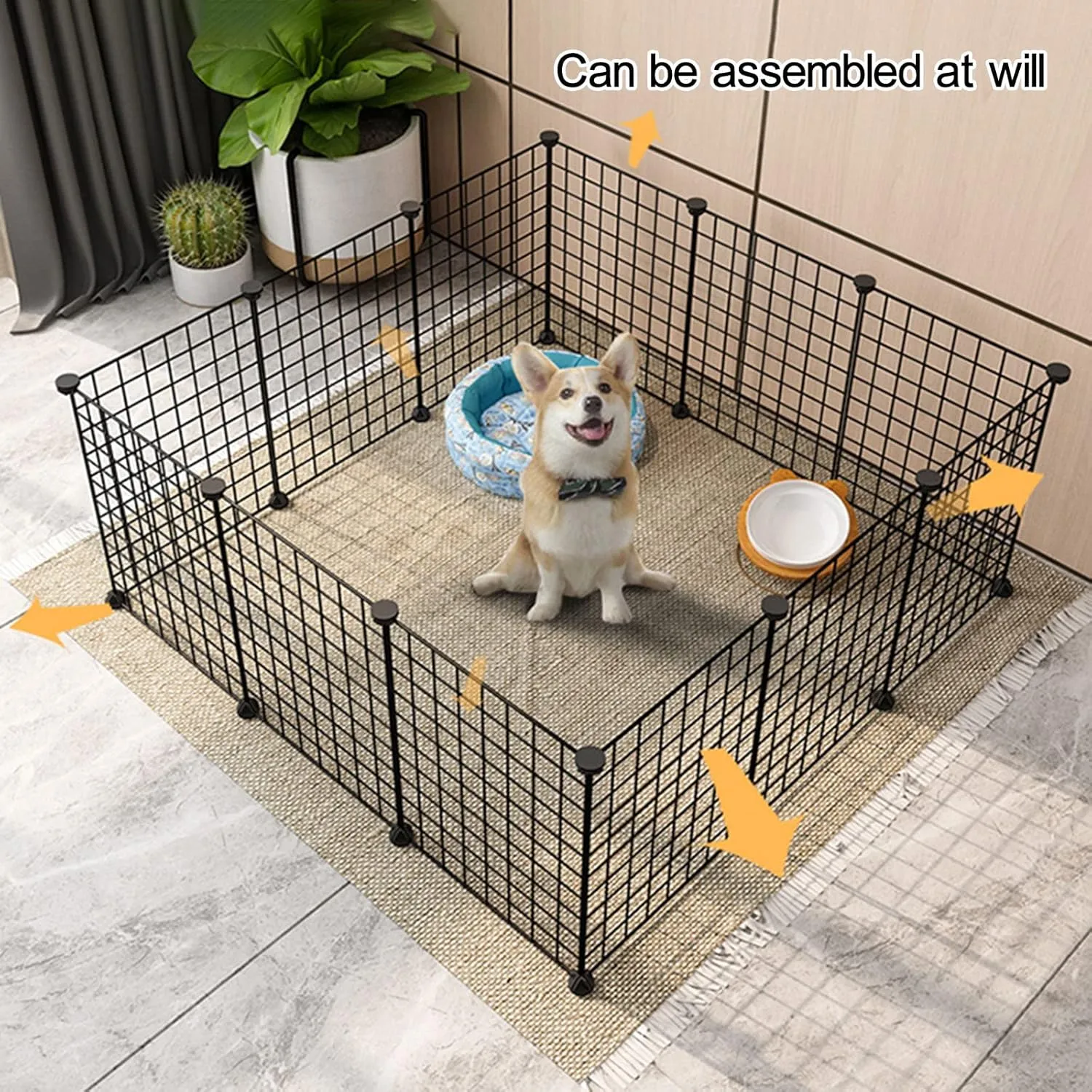 Cat Playpen - Cat Cage,DIY Pets Playpen, Metal Enclosure Net Exercise Yard Fence Cage with Door for Small Pets,C7 Foam Floor Mat