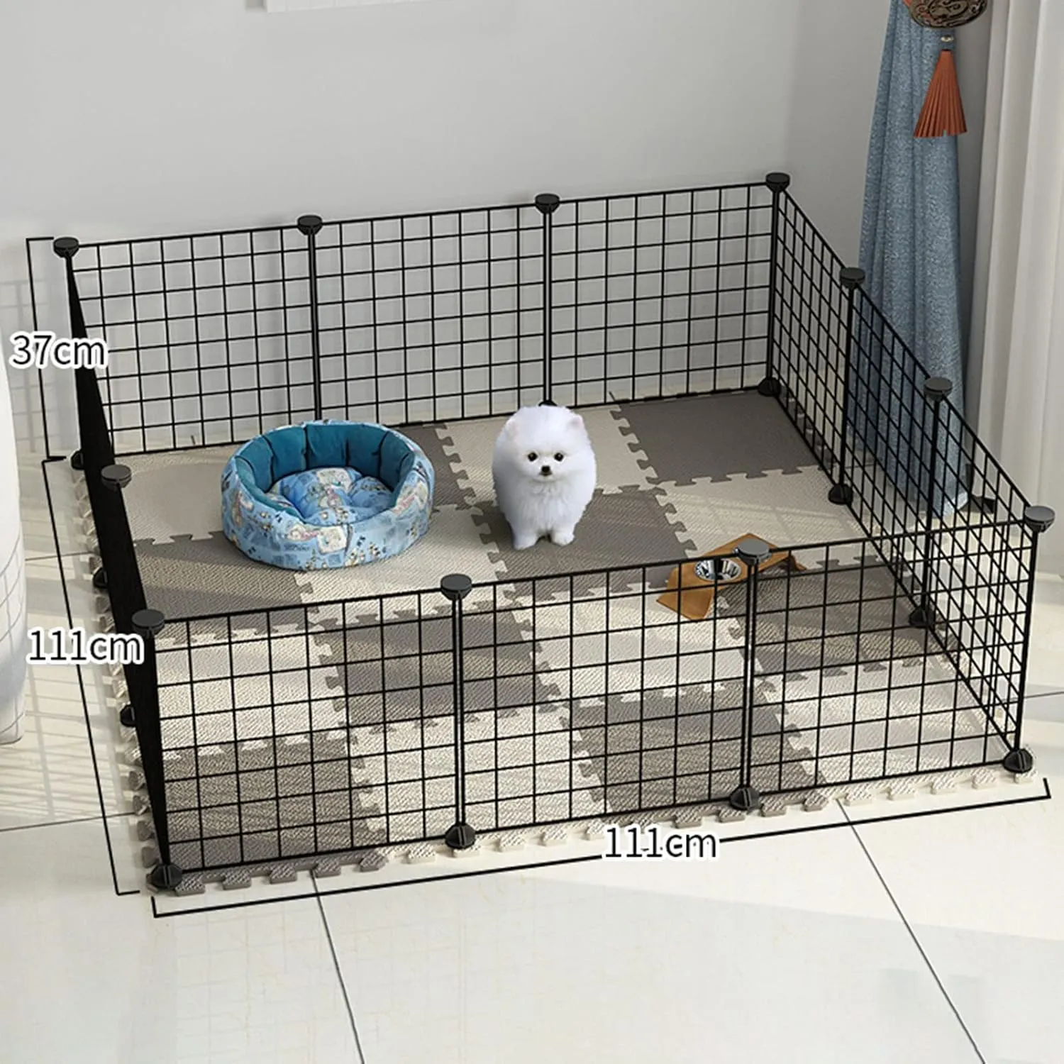 Cat Playpen - Cat Cage,DIY Pets Playpen, Metal Enclosure Net Exercise Yard Fence Cage with Door for Small Pets,C7 Foam Floor Mat