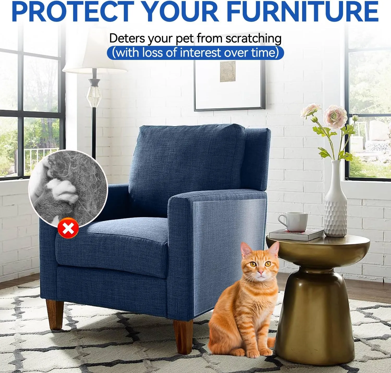 Cat Scratch Furniture Protector - Couch Protector from Cat Claws, Plastic Cover Adhesive Clear Flexible Sofa Guard, Single Side Sticky Deterrent Training Tape - Easy to Apply, 11.8 in  196.8 in