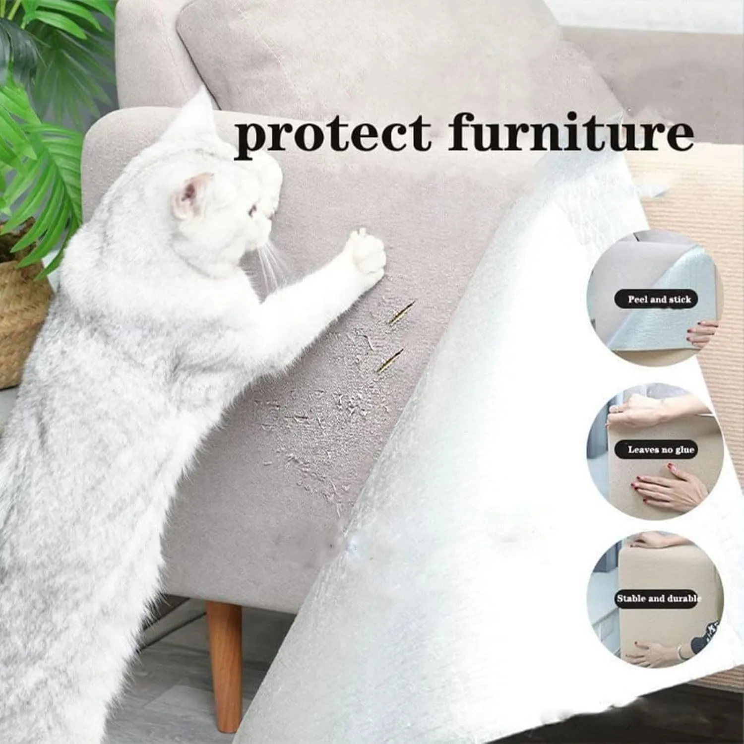 Cat Scratching Mat 118"x15.8" Cat Carpet with Self-Adhesive Trimmable,Replacement for Cat Tree Shelf Shelves,Cat Scratching Post,Cat Wall Furniture Steps,Cat Couch Protector,Cat Scratch Carpet (Gray)