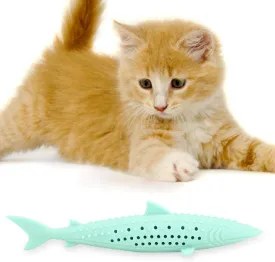 Cat Teeth Cleaning Toy, Cat Teething Toys Silicone Molar Stick Catnip Toys Cat Toothbrush Cat Fish Shape Toothbrush with Catnip Chew Bite Teeth Cleaning Toy for Cats Kitten Kitty
