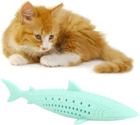 Cat Teeth Cleaning Toy, Cat Toothbrush Cat Fish Shape Toothbrush with Catnip Silicone Molar Stick Catnip Toys Cat Teething Toys Chew Bite Teeth Cleaning Toy for Cats Kitten Kitty