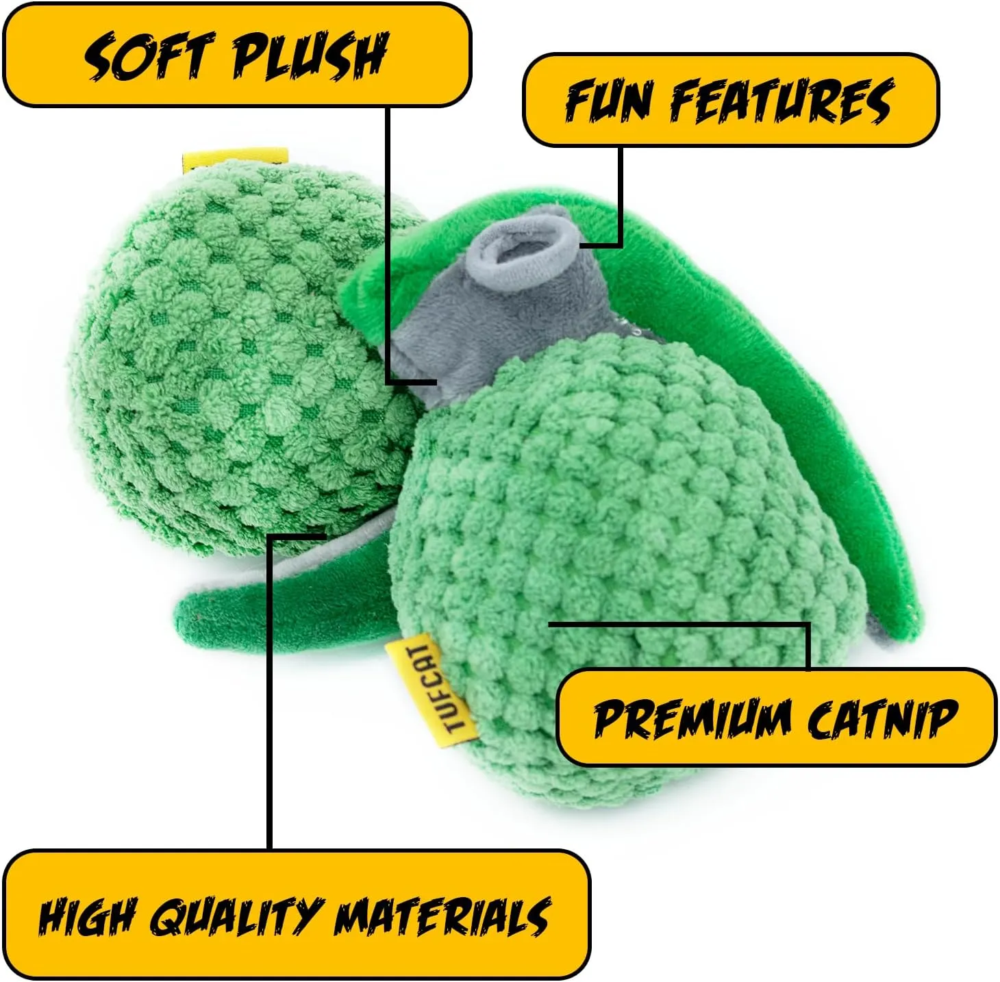 Cat Toy Grenade, Cat Toys for Indoor Cats, Kitten Toys, Catnip Toys for Cats of All Breeds, Action Themed Fun for Kicking, Biting, Chewing (Grenade, 1-Pack)