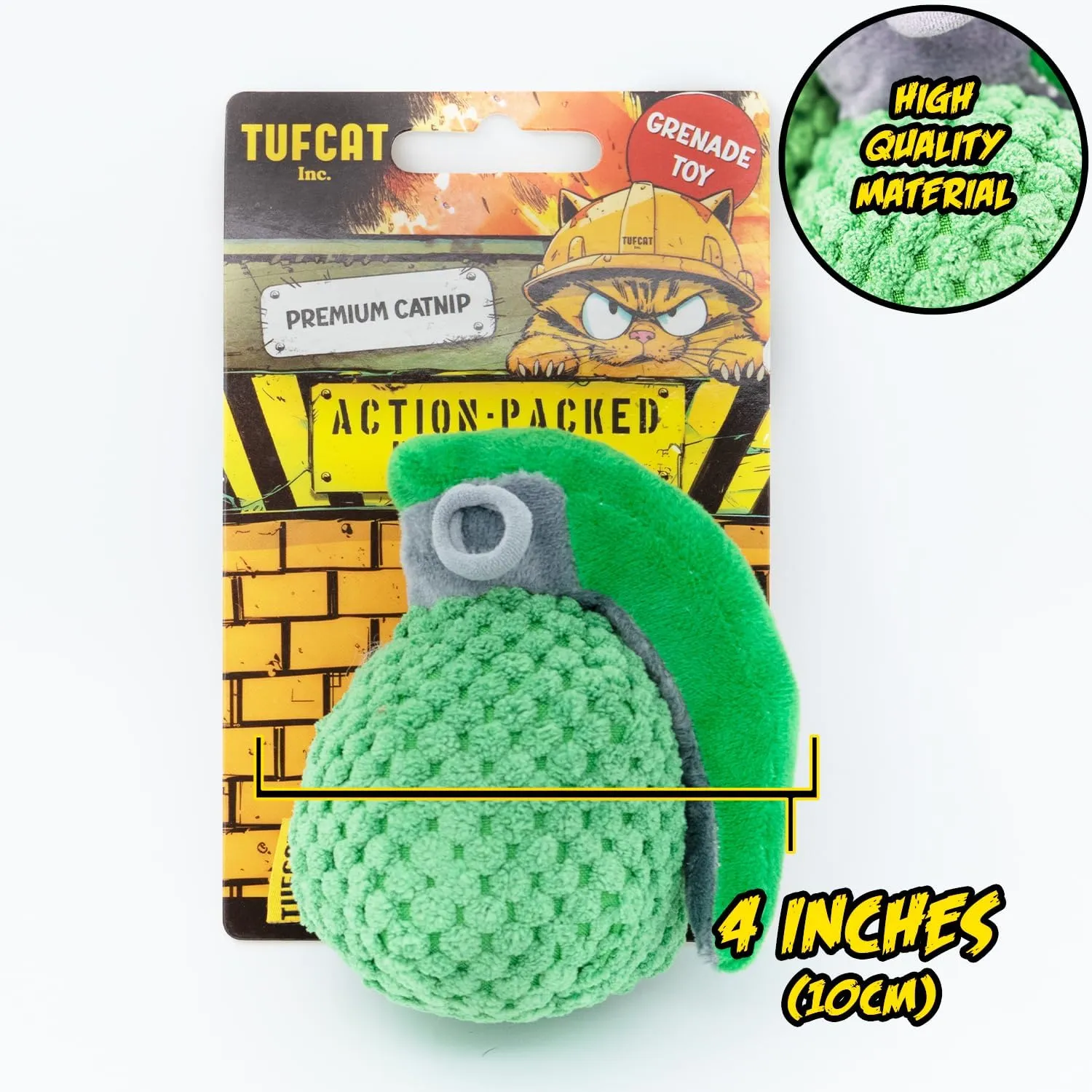 Cat Toy Grenade, Cat Toys for Indoor Cats, Kitten Toys, Catnip Toys for Cats of All Breeds, Action Themed Fun for Kicking, Biting, Chewing (Grenade, 1-Pack)