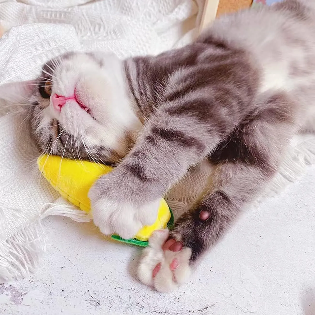 Cat Toys, Interactive Cat Toy for Indoor Cats, Soft and Durable Crinkle Sound Catnip Toys, Catnip Filled Mouse Cat Teething Chew Toy (Pack of 12) (002, Large)