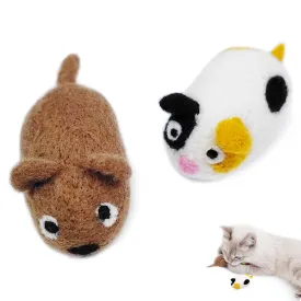 Cat Toys Wool Mice Handmade for Indoor Kittens Entertainment Chase Hunting Exercise Without Catnip (multi2pcs)