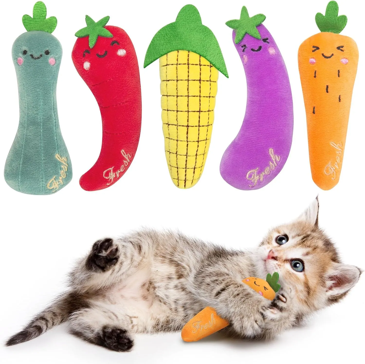 Catnip Cat Toys, Value Pack Cat Nip Toys for Indoor Cats Kitten Chew and Exercise, Interactive Kitty Kicker Toy for All Breeds, Set of 5