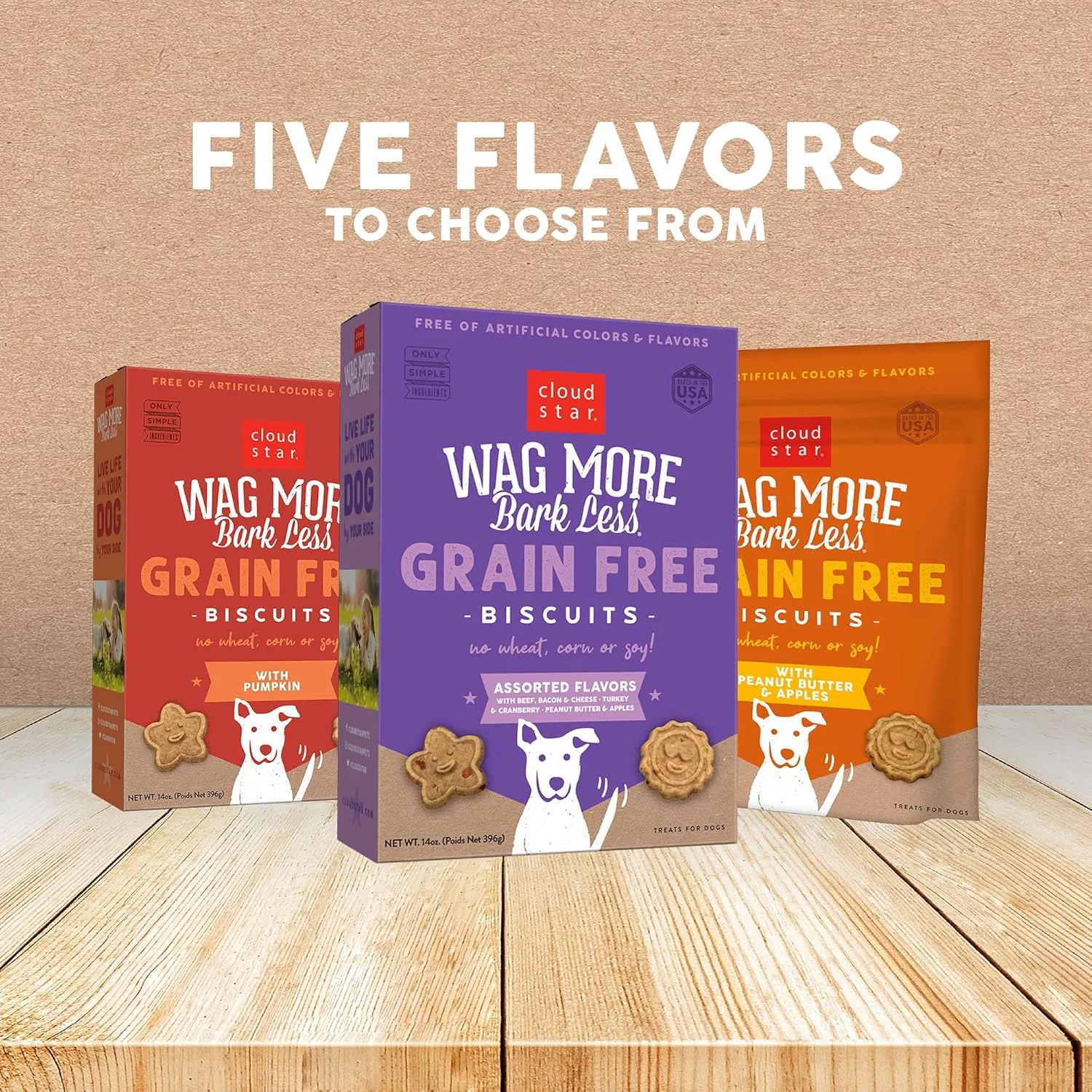 Cloud Star Wag More Bark Less Crunchy Grain Free Dog Treats, Pumpkin, 14 oz. Box
