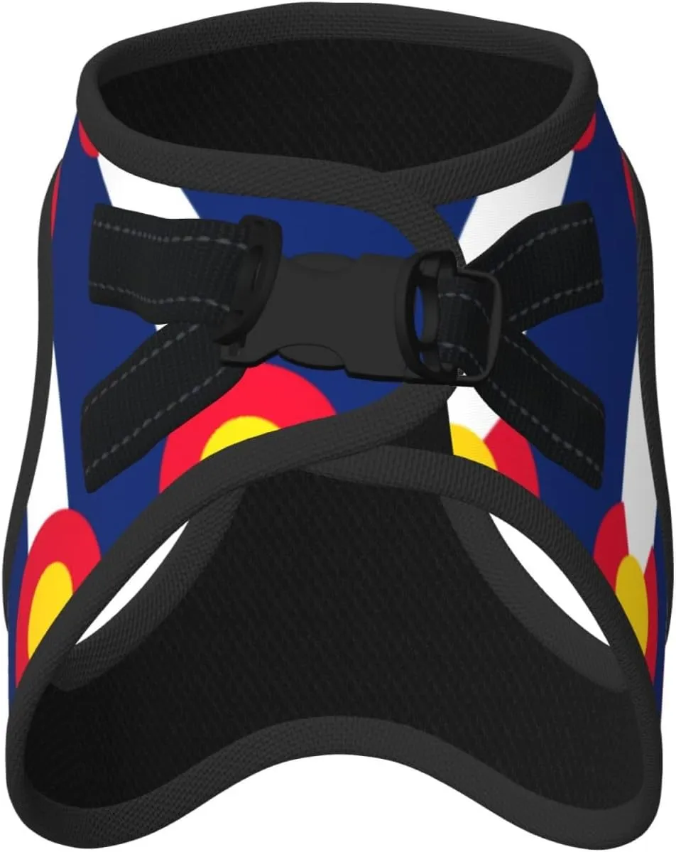Colorado Flag No Pull Dog Harness and Leash Set, Reflective Vest for Small Dogs Adjustable, Cute Flag Puppy Harness Breathable Mesh for Walking Leash Training,Small