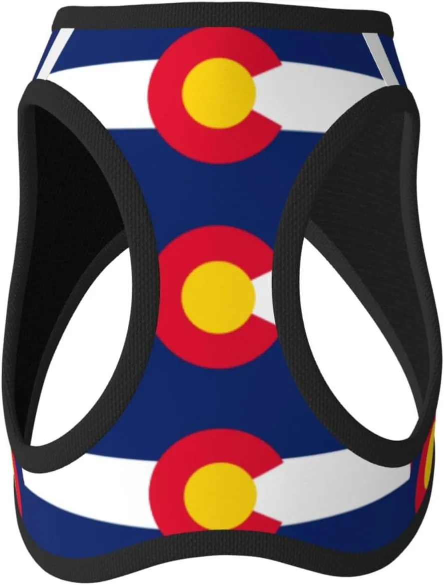 Colorado Flag No Pull Dog Harness and Leash Set, Reflective Vest for Small Dogs Adjustable, Cute Flag Puppy Harness Breathable Mesh for Walking Leash Training,Small