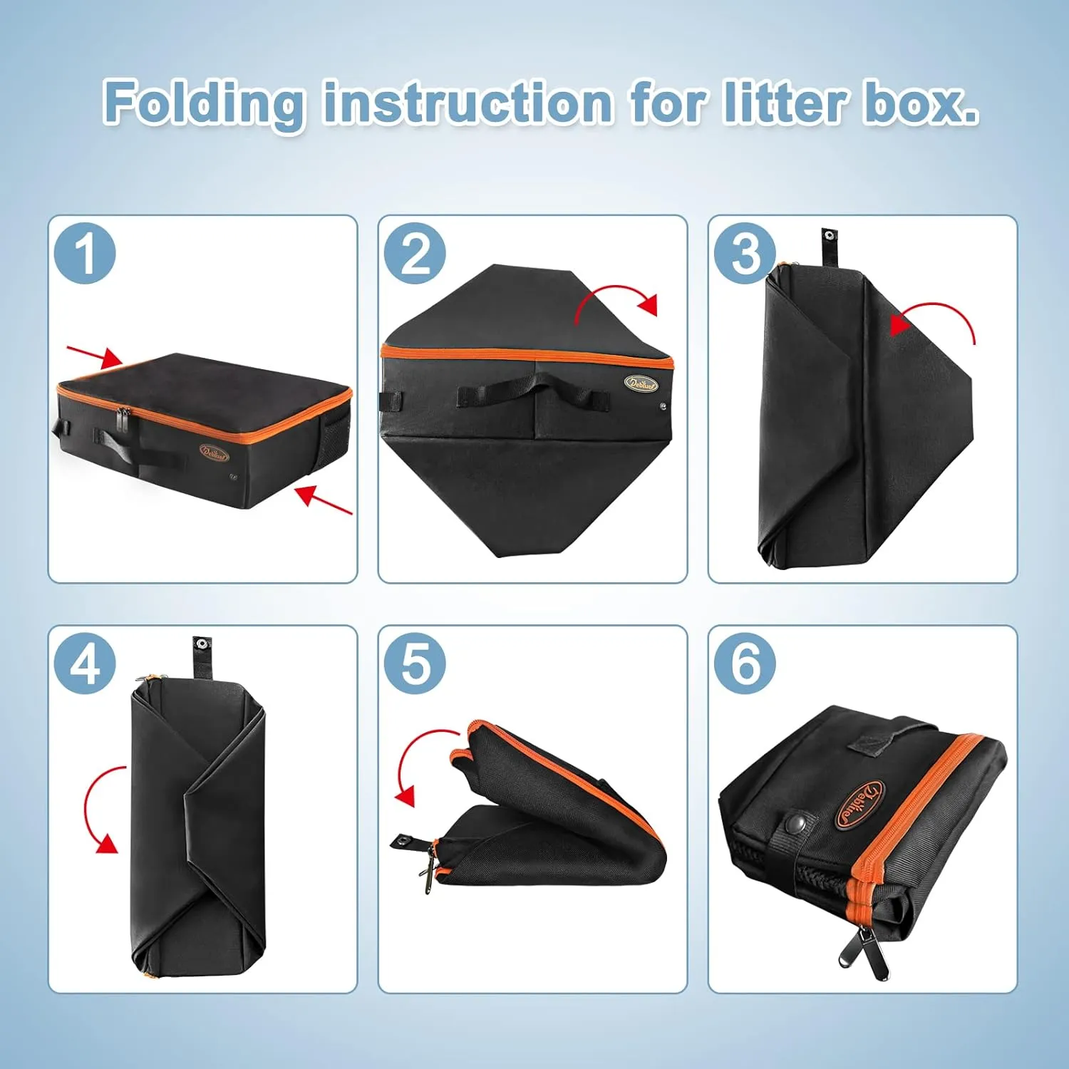 Deblue Portable Cat Travel Litter Box with Lid, Leak-Proof and Water-Proof, Lightweight Cat Litter Box for Car, Road Trip, Hotel, Airplane, and Outdoor-Black