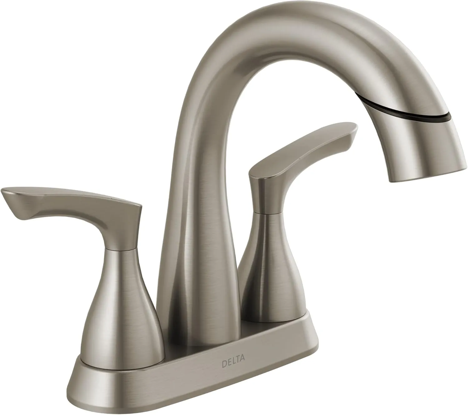 Delta Broadmoor Centerset Brushed Nickel Bathroom Faucet with Sprayer, 4 Inch 3 Hole Bathroom Sink Faucet with Pull Out Sprayer, Push-Pop Drain, Stainless 25765LF-SSPD