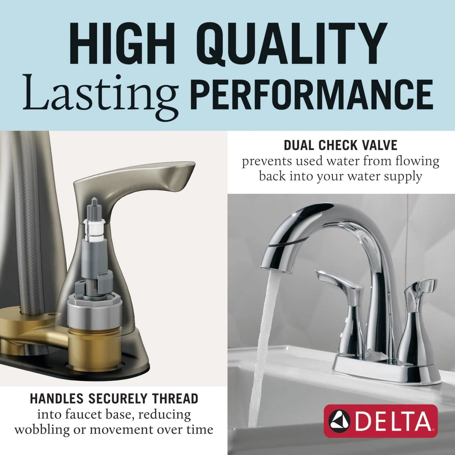 Delta Broadmoor Centerset Chrome Bathroom Faucet with Sprayer, 4 Inch 3 Hole Bathroom Sink Faucet with Pull Out Sprayer, Push-Pop Drain, Chrome 25765LF-PD
