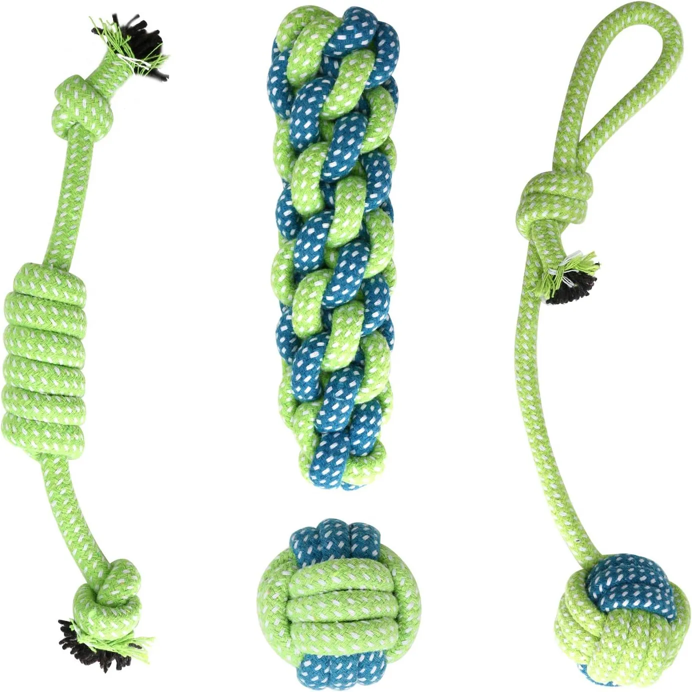 Depets 4PCs Dog Rope Toy, Assorted Puppy Rope Chew Toys, Durable Rope Knot Dog Toy, Puppy Teething Playing Toys for Small Dogs Puppies