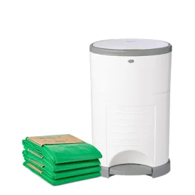 Diaper Dekor Classic Hands-Free Diaper Pail Gift Set | Just StepDropDone | Doesnt Absorb Odors | Includes 1yr of Refills | Quick Bag Change | 70% Recycled Materials | EKO White