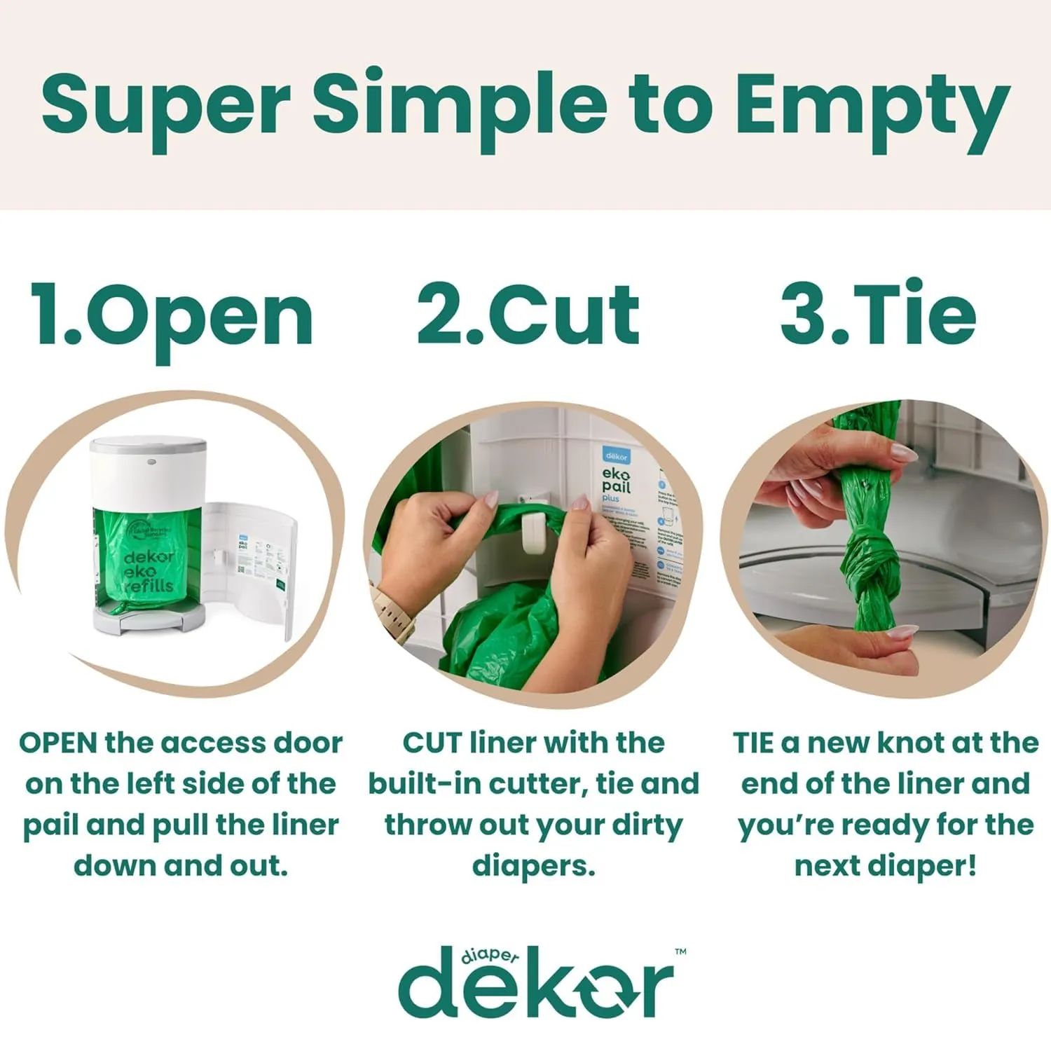Diaper Dekor Classic Hands-Free Diaper Pail Gift Set | Just StepDropDone | Doesnt Absorb Odors | Includes 1yr of Refills | Quick Bag Change | 70% Recycled Materials | EKO White