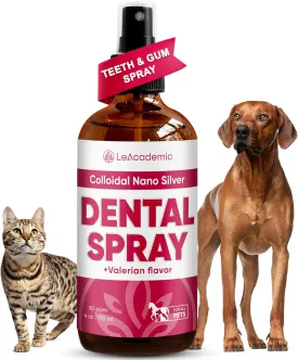 Dog Breath Freshener  Dental Spray to Help with Plaque, Tartar, & Bad Odor | Dog Mouth Spray with Silver   Chamomile Extract | Cat Teeth Cleaning | For Horses & Rabbits | Valerian Flavour | 4 Oz