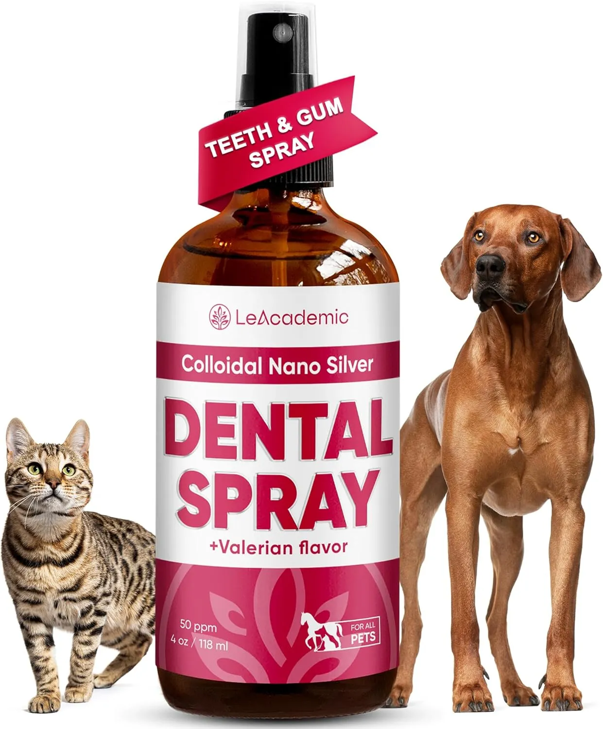 Dog Breath Freshener  Dental Spray to Help with Plaque, Tartar, & Bad Odor | Dog Mouth Spray with Silver   Chamomile Extract | Cat Teeth Cleaning | For Horses & Rabbits | Valerian Flavour | 4 Oz