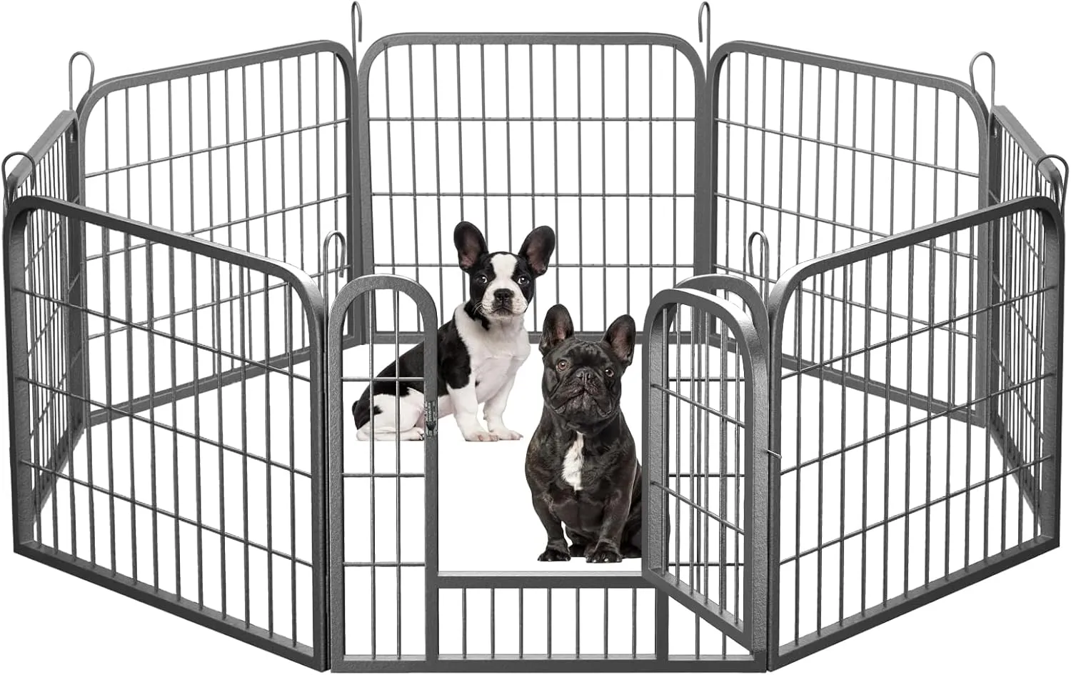 Dog Fence Puppy Pen Outdoor Pet Playpen Portable Dog Kennel Indoor Large Enclosure Heavy Duty Metal Play Yard Gate for Small Medium Dogs Rabbits Cats 8 Panels(24Lx24H-8Panels)