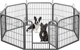 Dog Fence Puppy Pen Outdoor Pet Playpen Portable Dog Kennel Indoor Large Enclosure Heavy Duty Metal Play Yard Gate for Small Medium Dogs Rabbits Cats 8 Panels(24Lx24H-8Panels)